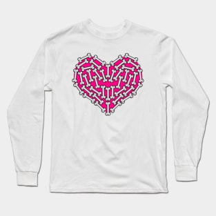 Pink Heart made of Bones -  Skull Lover Long Sleeve T-Shirt